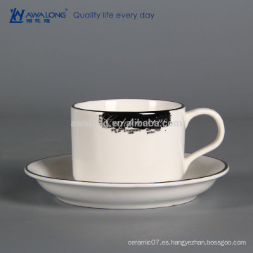Tazas de té y vasos a granel de la porcelana fina del diseño del negro y del blanco baratos para la venta